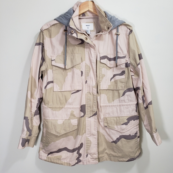Forever 21 Camouflage hooded field utility jacket woman's size small - Picture 1 of 11